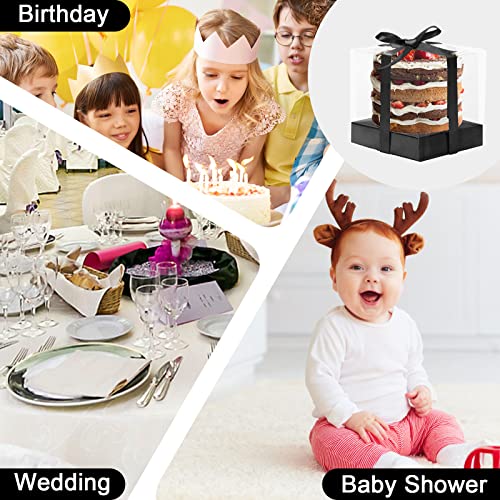 12 PCS Clear Cupcake Boxes 3.5 Inch Cupcake Containers (Black) - color: Black