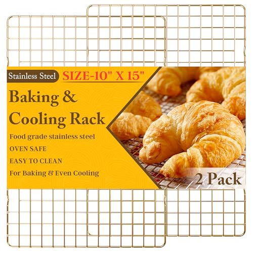 2 PCS Cooling Racks for Cooking and Baking, 10" x 15", Gold - color: Gold, size: 10‘’x15‘’-2PC