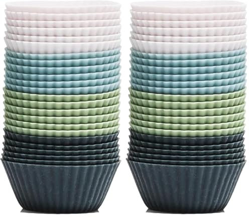 The Silicone Kitchen Reusable Mini Silicone Baking Cup, Non-Toxic, BPA Free, Dishwasher Safe, Mini, 48 Pack, White Blue Green - size: Mini (Pack of 2)