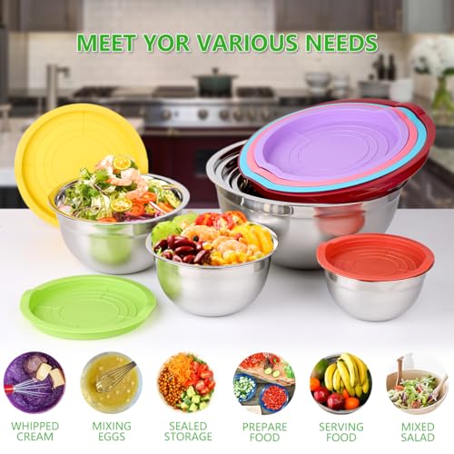 Leidawn Mixing Bowls with Lids Set, 25 PCS Colorful Mixing Bowl for Kitchen - color: Multicolor