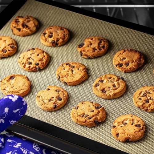Silicone Baking Mat, 3 Pack Reusable Baking Mat, Non-Stick, Food Safe Silicone Mats for Baking, Oven Baking Sheet for Making Cookies, Macaroons, Bread (Black 0.7mm) - color: Black
