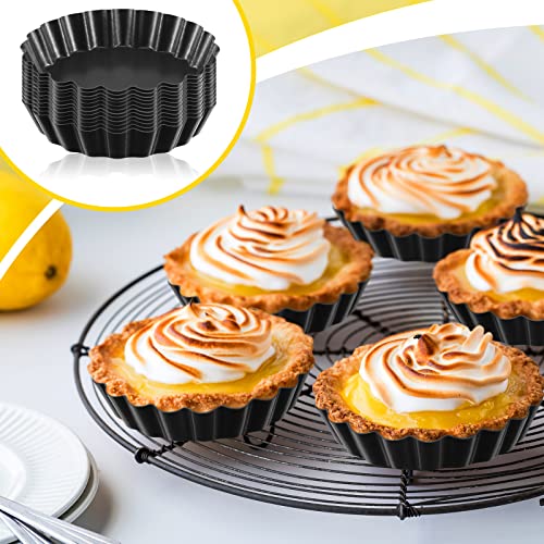 Tessco for you 16 Pcs Mini Tart Pans for Baking, Black Gray Round - size: 4 Inch (Round), style: Black Gray Round
