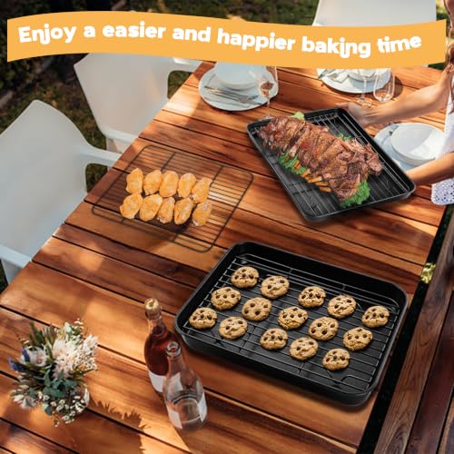 E-far Nonstick Baking Sheet with Rack Set, 16 x 12 Inch Cookie Sheet