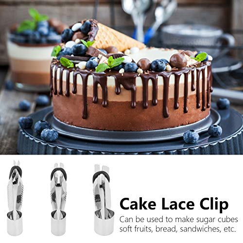 3PCS Pastry Tweezers Tongs, Stainless Steel Cake Crimper Pie Crust Sealing Tool Cookie Decorating Clamp Mould DIY Baking Supplies for Cake Making & Craft Clay Sculpting