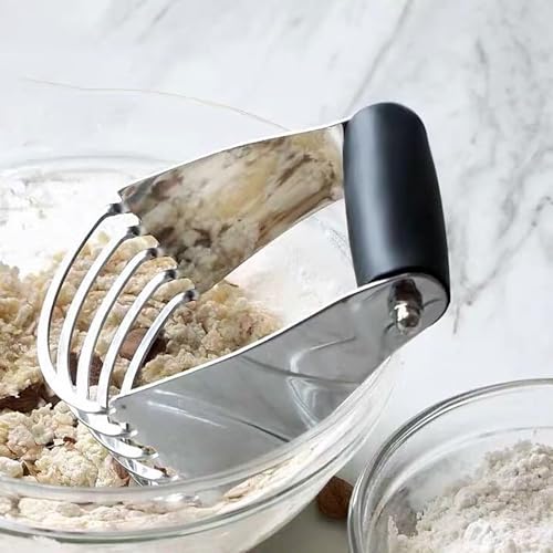 Dough Blender, Top Professional Pastry Cutter with Heavy Duty Stainless Steel Blades, Medium Size - color: Black