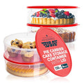 4 Pack Pie Carrier Cake Storage Container with Lid | 10.5" Large Round Plastic Cupcake Cheesecake Muffin Flan Cookie Tortilla Holder Storage Containers Airtight | Pie Keeper Transport Container - size: 4 Pack