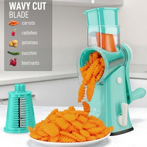 Rotary Cheese Grater Hand Crank, Vegetable Shredder - Teal - color: 21 - Teal