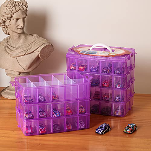 Sooyee 7 Layers Stackable Storage Container, 70 Adjustable Compartments Stackable Storage Container for Kids Toys, Art Crafts, Jewelry, Supplies, Mini Case & Letter Sticker Included,Clear,Purple - color: Purple, size: 7 Tier