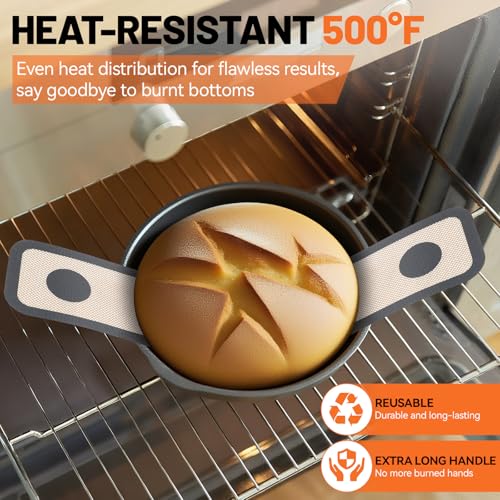 HOTEC 2 Pcs Silicone Bread Sling for Dutch Oven, 0.7MM Thickened Heat Resistant to 500°F Non-Stick Baking Mat with Long Handle Easy to Transfer Sourdough Bread, Dutch Oven Liners Baking Supplies - color: 2pcs: Grey