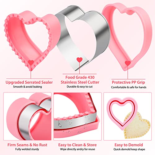 BakingWorld Heart Cookie Cutter & Sandwich Sealer, 6-Pc Valentines Set