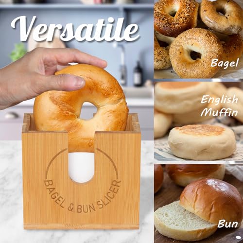 Adjustable Bagel Slicer Holder (Large) - size: Large (Bamboo)