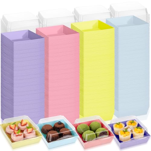 Vesici 200 Pcs 5 Inch Charcuterie Boxes with Clear Lids Pastel Bakery Boxes - color: Pastel, size: 5 Inch
