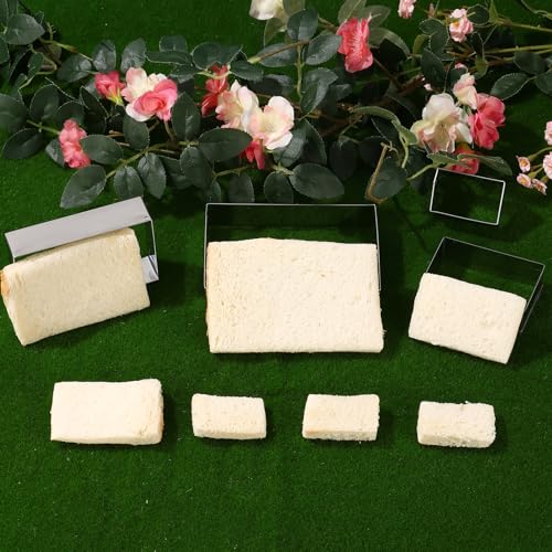Rectangle Cookie Cutter ANCKNE Stainless Steel Rectangle Biscuit Molds Square Pastry Molds Fondant Cake Cookie Cutter Set 1 Inch Depth - color: Rectangle