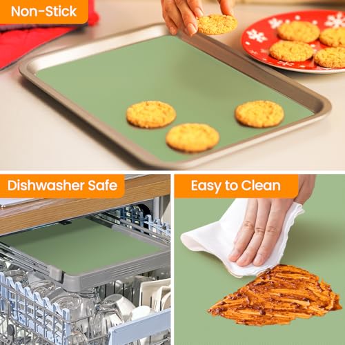 Silicone Baking Mat Roll - Best German Silicone - Heat Resistant Baking Macaron Bread Mat, Non-stick Pastry Mat, Reusable Dough Rolling Mat - color: Matcha Green, size: 12"L x 72"W