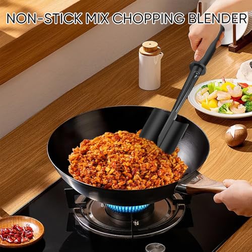Upgrade Food Masher and Mixer - Non Stick Potato Masher Tool for Hamburger Meat, Ground Beef - Non Stick Mix Chopper - color: Black