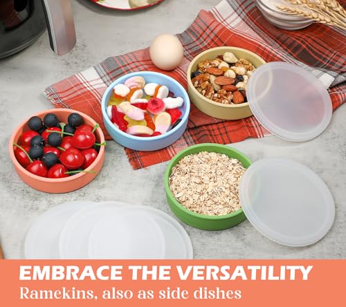 Webake 4 Inch Silicone Air Fryer Egg Molds with Lids, 4 oz Creme Brulee Dishes Shallow Ramekins, Food Storage, Microwave Egg Poacher, Set of 4 - size: 4 Inch