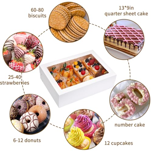 10pcs 14x10x4in Cake Boxes with Board, Rectangle Quarter Sheet Bakery Box - size: 14*10*4In