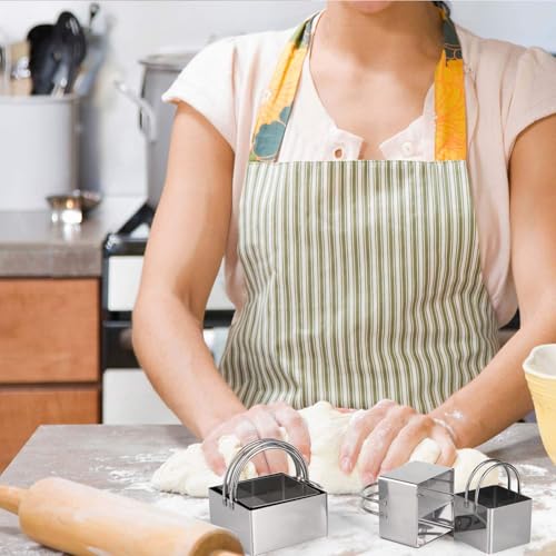 Stainless steel Cookie Cutters Set of 10, 5 sizes round and 5 sizes square Biscuit cutters with handles - size: Regular