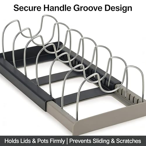 Pot Lid Organizer with 7 Dividers Expandable 12-22 Inch
