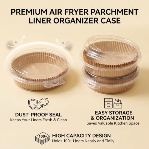 Air Fryer Liners Disposable Round. 50pcs Virgin Pulp Parchment Paper for 4qt-6qt Air Fryer. Food Grade,Non-stick, Oil-proof & Heat Resistant for Baking,Microwave,Cooking & Deep Fryer Accessories