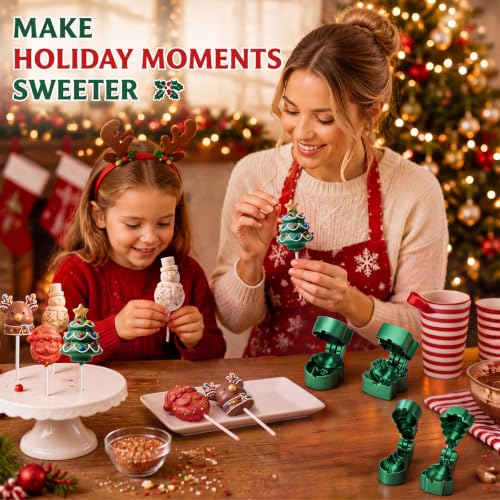 2 Pack Christmas Cake Pop Molds, Christmas Tree, Snowman 3D - color: Christmas Tree,Snowman, size: Large