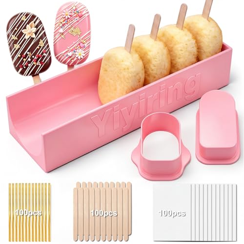 3.6in Cakesicle Cutter with 9in Tray, Pink Cakesicle Mold Set - color: Pink, size: 3.6in, style: Single Slot