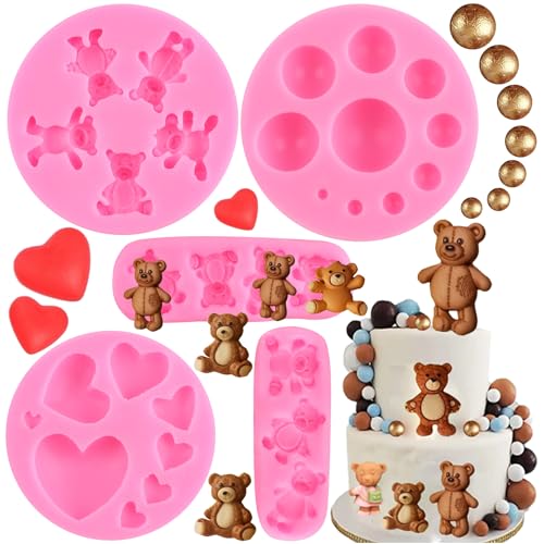 ZiXiang Bear Silicone Mold Valentine's Day Fondant Molds Set Of 5 - color: Style C