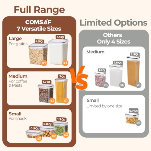 ComSaf Airtight Food Storage Containers with Lids 7size 11Pack, Stackable - size: 7 Size-Rectangle