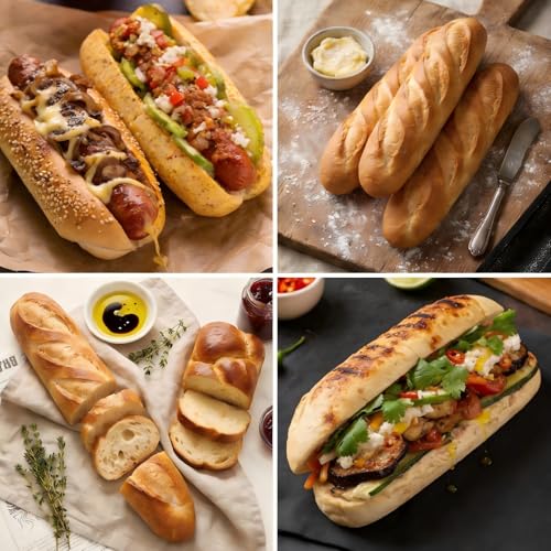 Dioycli Bread Mold for Baking Silicone Large Baguette Bread Pan, 4-Loaf - size: 4 Large Cavities