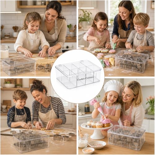 Cookie Cutter Storage Box,8 Adjustable Compartments, Clear PET