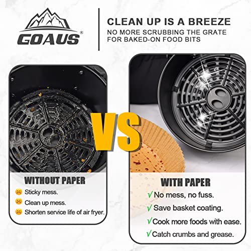 GOAUS Air Fryer Round Paper Liners Disposable 150 Pcs for 2 to 5 Qt Basket, 6.3 inch Unbleached Non-stick Oil-proof Parchment Paper Oven Safe - size: 6.3''Round 150 Pcs