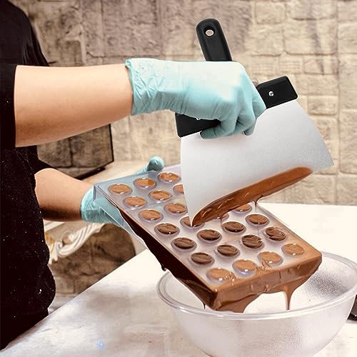 Peohud 2 Pack Coating Spatula for Chocolate, Stainless Steel Chocolate Scraper, Chocolates Thermostat Spatula for Smoothing Dough, Cake