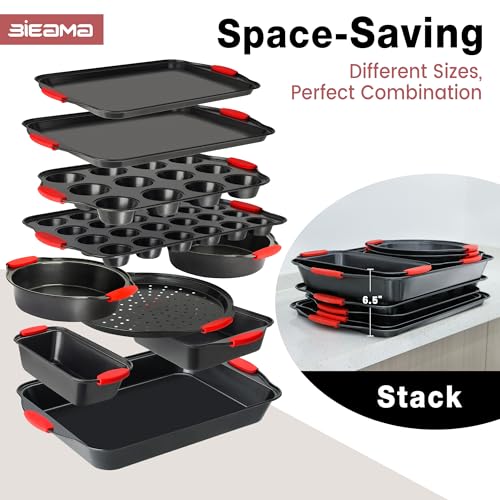 BIEAMA 13-Piece Baking Pans Sets, Nonstick Bakeware Sets