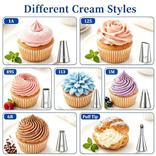 Cotton Piping Bags and Tips Set, 15Pcs Reusable Cake Decorating Kit