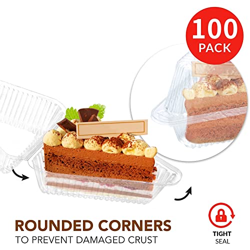 Goiio 100 Pieces Cake Slice Plastic Containers