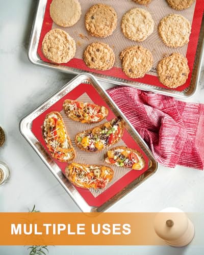 Silicone Baking Mat, Non-Stick Platinum Silicone Baking Sheet, 5 Pcs Red - color: Red