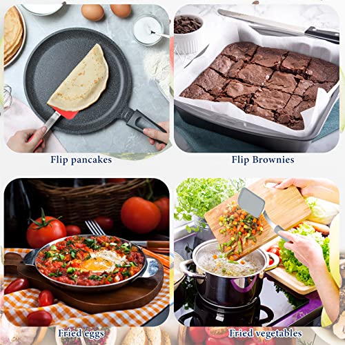 Gejoy 4 Pcs Silicone Turner Nonstick Flexible, Gray, Blue, Black, Red - color: Gray, Blue, Black, Red