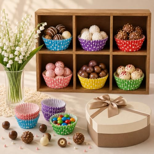 600 Pcs Mini Cupcake Liner Small Candy Cups Confetti Sprinkle Cupcake Liners Baking Cups Paper Baking Cupcakes Liner for Birthday Party Cake Decoration