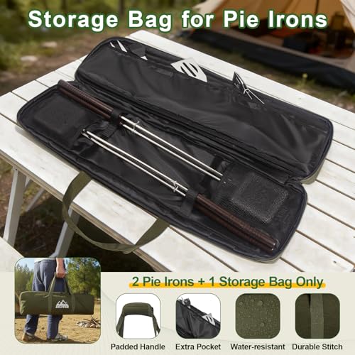 AILITOR Mountain Pie Maker Cast Iron Set of 2 - Pie Irons for Camping with Storage Bag, Campfire Sandwich Maker Cast Iron - style: 2-Pack + Bag