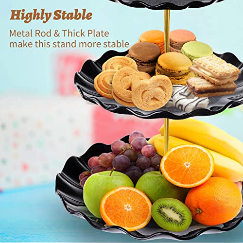 BACUTHY 3 Tier Cupcake Stand Holder, Plastic Cup Cake Tower Stand, Black - color: Black