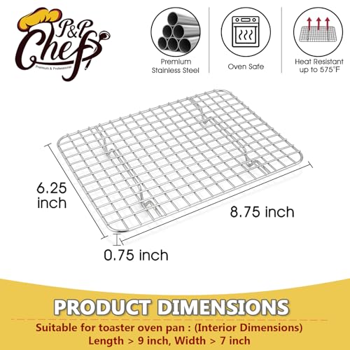 P&P CHEF 8.75 Inch Stainless Steel Cooling Baking Rack Set of 2 - size: 8.75 Inch