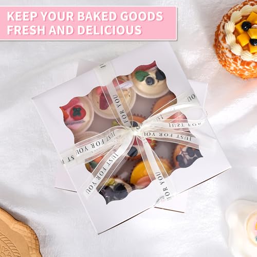 28 Sets 6x6x5 Cake Box, White Cake Box with Window 6" White Cake boxes Round Boards, 6inch Cake Containers with Lids for Easter and Mother's Day Cheesecake, Cakes(6 * 6 * 5inch/28pcs) - size: 6*6*5inch/ 56 pcs