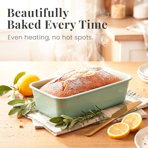 Larder & Vine 8-Piece Stackable Bakeware Set, Ceramic-Coated Nonstick Baking Pan Set, Non-Toxic, with Baking Sheets, Muffin Pan, Loaf Pan & Cake Pans, Sage - color: Sage