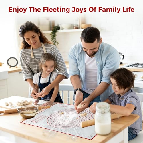 Extra Large Nonstick Silicone Pastry Mat 28x20Inch with Measurements, Food Grade Silicone Baking Mat, Non-Slip Dough Rolling Mat for Counter, Oven Liner, Fondant/Pie Crust/Sourdough Bread Baking - color: White