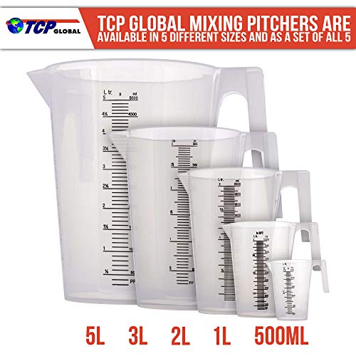 TCP Global 2 Liter (2000ml) Plastic Graduated Measuring and Mixing Pitcher - size: 2000ml