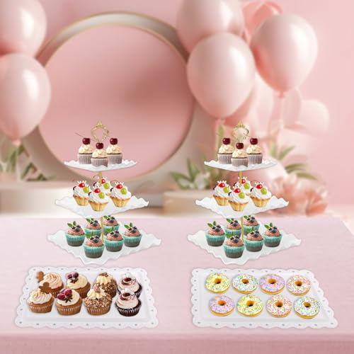 5 Pcs Dessert Table Display Set, Square Cupcake Stand, White - color: White Square