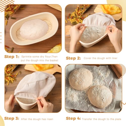 Gejoy 12 Set Oval Bread Proofing Baskets Banneton with Liner,10 Inch - size: 10 Inch