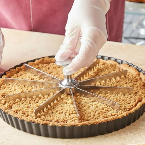 Soro Essentials- 10-Cut Aluminum Pie and Cake Marker- Guideline and Portion Divider Cake Cutter Silver Pie Slice Cutter Baking Tools Kitchen Accessories Cook Supplies for Cheesecake Pizza - size: 10-Cut