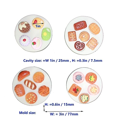 Lovely Small Items Silicone Fondant Molds Set For Cake Topper, Gumpaste, Candy & Chocolate, Polymer Clay and More (Round Food Items) - color: Round Food Items