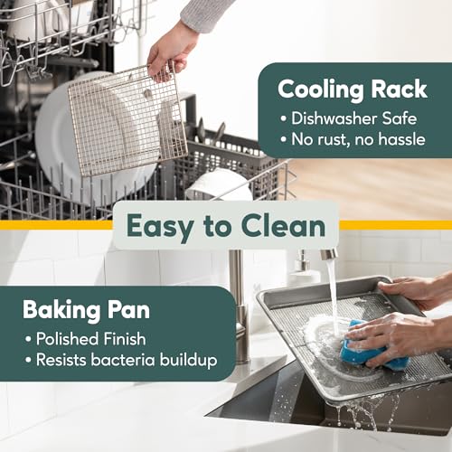 Aluminium Baking Sheet Pan with Wire Rack Set, 13"x10" (quarter sheet Pan) - size: Quarter Sheet (Most Popular)